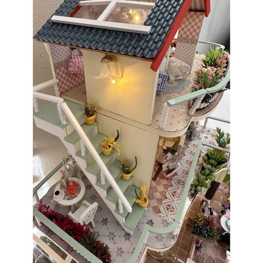 Built DIY Miniature Dollhouse Countryside Estate 3-Story Villa Model Light Up - Picture 16 of 16
